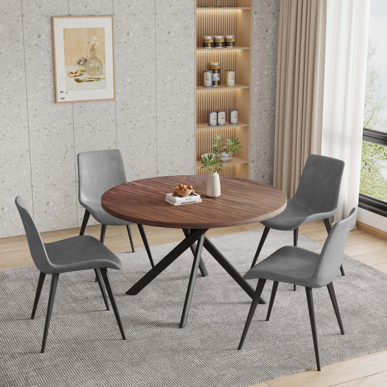 17 Stories Rohun 45.3"L Round Modern Kitchen Dining Table with 32.4"H ...